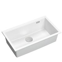 Zlewozmywak granitowy LOGAN 110 – jednokomorowy, podwieszany, snow white/elementy stalowe, Quadron