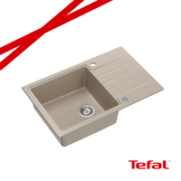 PETER 111 GraniteQ zlewozmywak granitowy pearl beige (beżowy) 1-komorowy z/o (78x50x20) z syfonem i zaślepką + PATELNIA TEFAL NALESNIKI