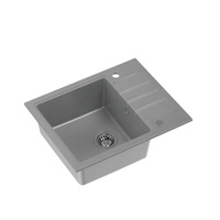 Zlewozmywak granitowy PETER 116 – jednokomorowy, wpuszczany, silver stone/elementy stalowe, Quadron