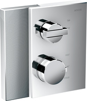 AX Edge Bateria termostatyczna z zaworem odcinającym do 1 odbiornika, podtynkowa, szlif diamentowy, Chrom