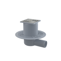 Kratka ściekowa 105×105/50 mm odpływ boczny, kratka nierdzewna, kombinowany syfon SMART