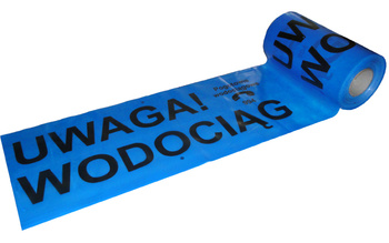 Taśma ostrzegawcza niebieska 100 mb UWAGA WODOCIĄG