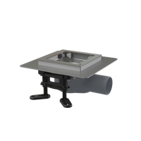 Kratka ściekowa nierdzewna obniżona 130×130 mm odpływ boczny, bez kratki, syfon mokry