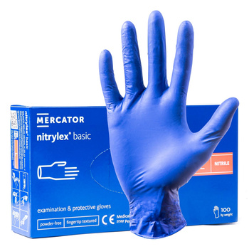 Rękawice nitrylowe niebieskie Mercator Nitrylex Basic rozmiar L 100 szt. dark blue