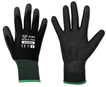 Rękawice ochronne PURE BLACK PRO poliuretan, rozmiar 8