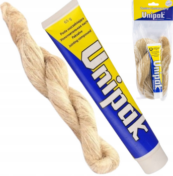 ZESTAW KONOPIE PAKUŁY 100g + PASTA 65g UNIPAK DO USZCZELNIANIA GWINTÓW