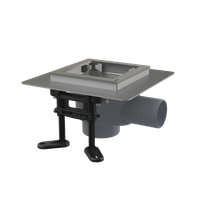 Kratka ściekowa nierdzewna 130×130 mm odpływ boczny, bez kratki, syfon mokry