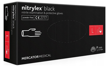 Rękawice nitrylowe czarne Mercator Nitrylex rozmiar L 100 szt. bezpudrowe