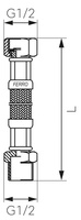Wąż przyłączeniowy L-150 cm 1-2" GW-GZ z uszczelką