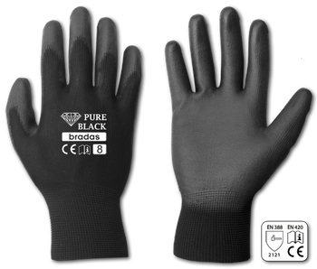 Rękawice ochronne PURE BLACK poliuretan, rozmiar 10
