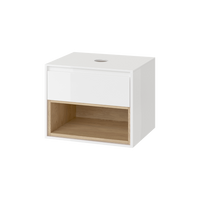 EXCELLENT Tuto szafka wisząca 60 cm podumywalkowa z blatem, biały połysk/dąb biały/dąb MLEX.0102.600.WHBL