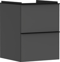 HG Xelu Q Szafka pod małą umywalkę wiszącą z 2 szufladami 480/475, Szary Diament Matowy, Kolor uchwytów: Czarny Matowy