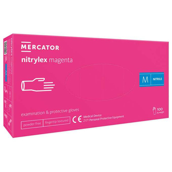 Rękawice nitrylowe różowe Mercator Nitrylex Magenta rozmiar M 100 szt. 