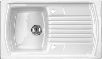 Zlewozmywak ceramiczny 1-komorowy z ociekaczem biały stal ZCL 611N