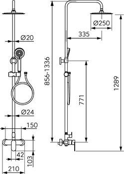 TALASSA kolumna prysznicowa z baterią BAL7U, chrom