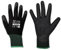 Rękawice ochronne PURE BLACK PRO poliuretan, rozmiar 8